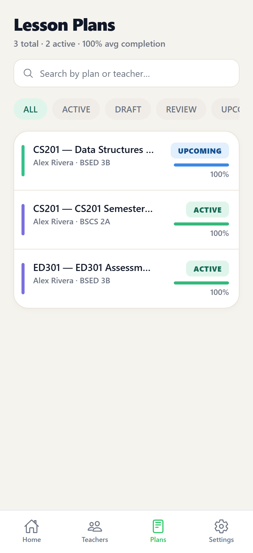 Track every plan and every section